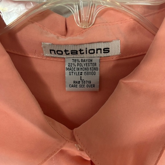 Notations Orange Button-Up Blouse, Size L - Picture 2 of 5